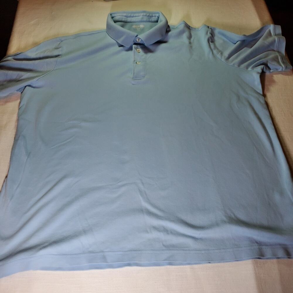 Lands End Mens Short Sleeve Polo Shirt XLT Extra Long Tall Light Blue Cotton